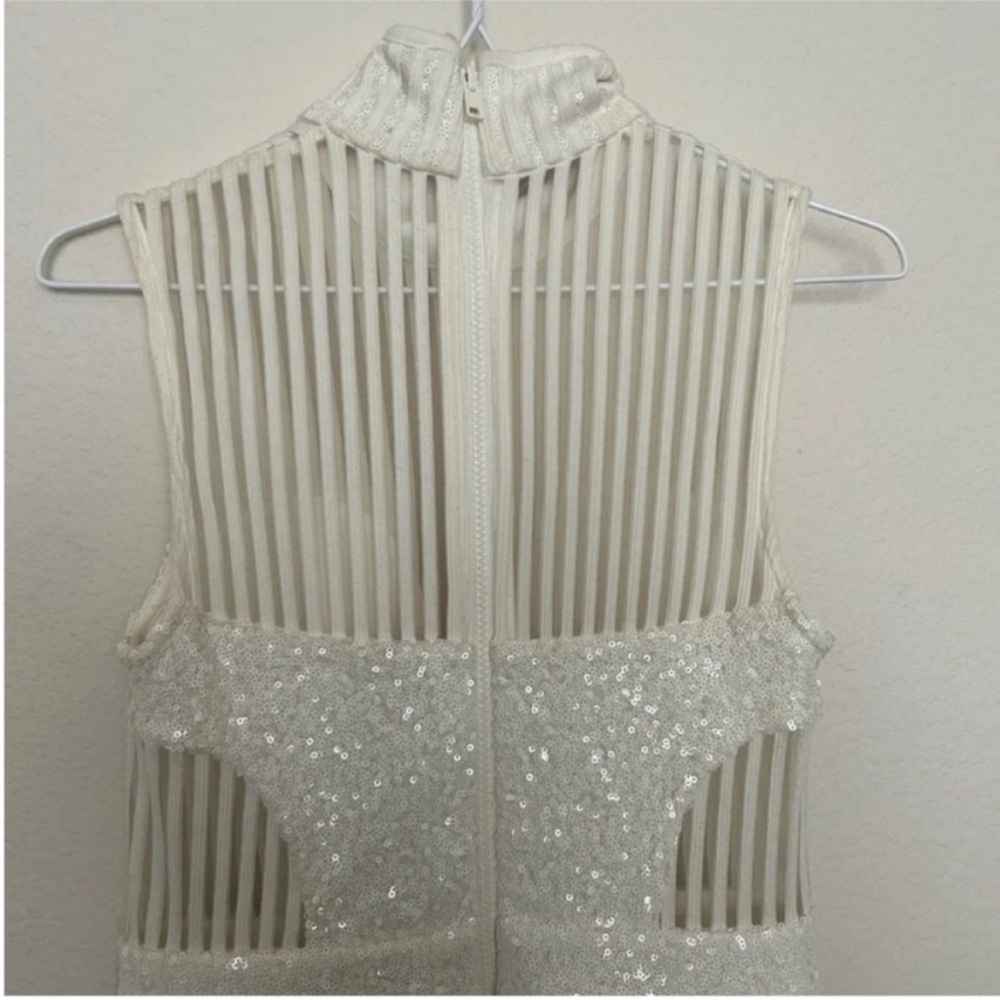 Zhivago The Boss Sheer Panel Sequin Midi Dress White - Picture 5 of 11